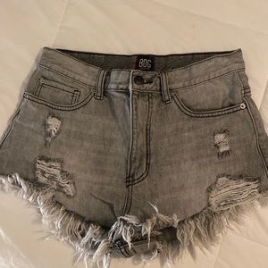 Gray Denim Shorts- High Rise Cheeky
